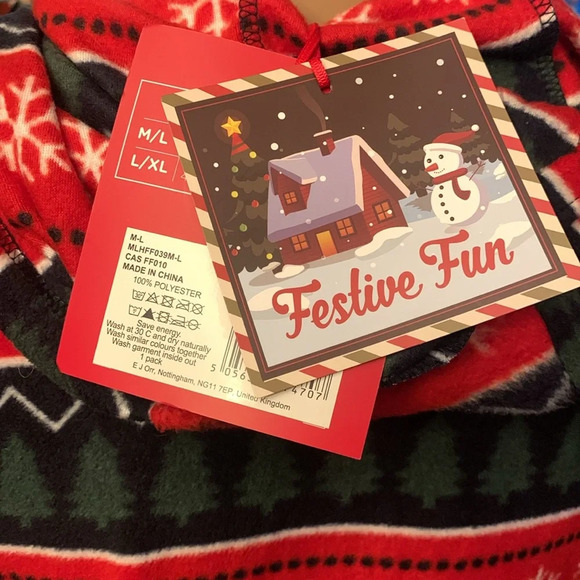 Christmas Men’s Fleece Christmas Hoodie Sweatshirt Snow Flakes Trees NEW M/L - Picture 5 of 6